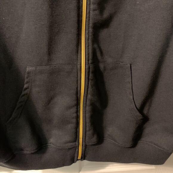 Disney Gold Foil Print Hoodie Adults Size L Black Full Zip Raglan Sleeves Unisex - Picture 5 of 6